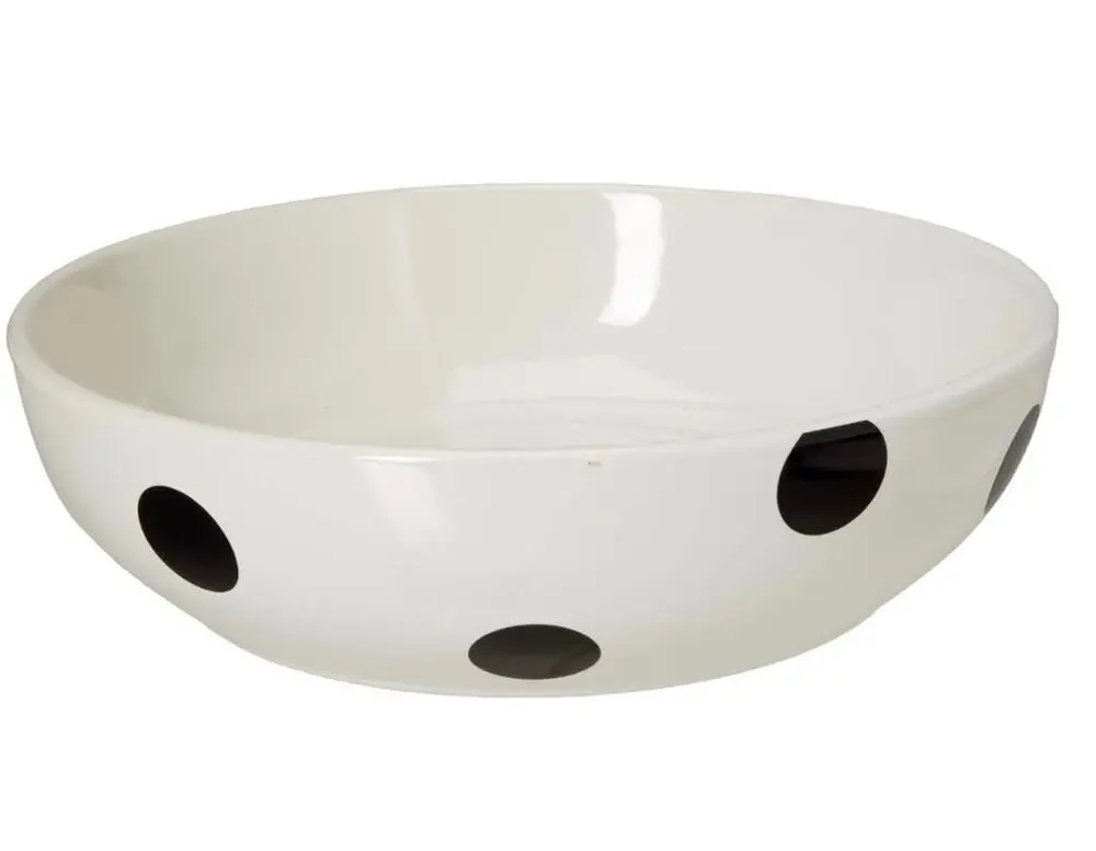Kate Spade New York Deco Dot Lenox Serving Bowl Ceramic White Black Polka Dot 8